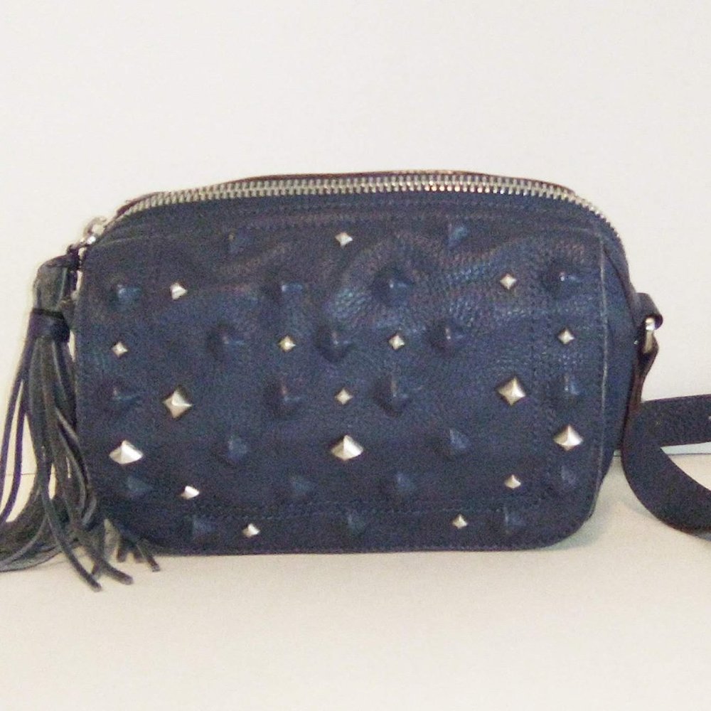 Sanctuary Rockstar Leather Blue Studded CrossBody